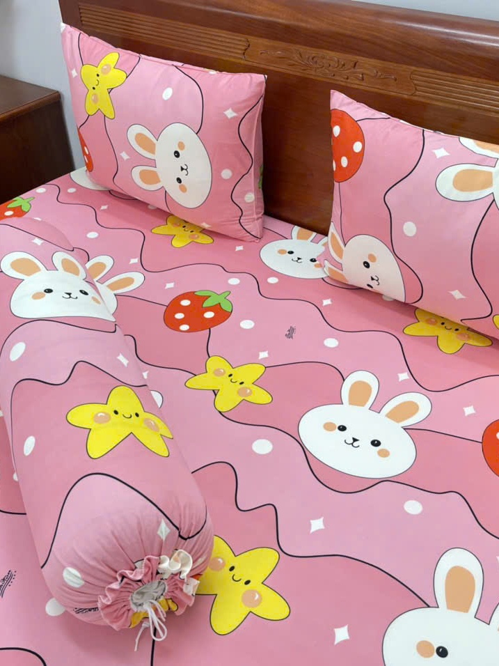 Bộ ga giường thun lạnh thun silk họa tiết nhiều màu 4 món ga áo gối co giãn cao cấp nằm thoáng khí