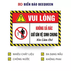 Biển báo KHÔNG XẢ RÁC GIỮ GÌN VỆ SINH CHUNG D177