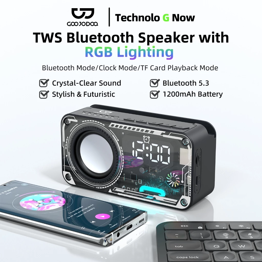 Loa báo thức GOOJODOQ Bluetooth 5.3 thiết kế cơ học
