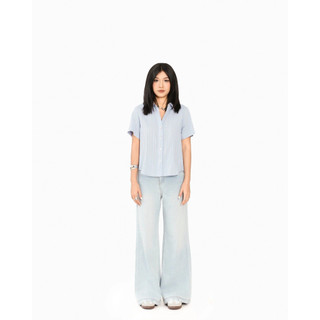Áo Sơ Mi Nữ J-P Fashion Ngắn Tay Vải Kate Mềm Mát, Áo Sơ Mi Form Rộng 10611793