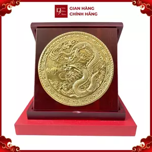 Tranh Đồng Vàng Rồng Phú Quý ( Kích thước 16cm ) - Đồ Đồng Cao Cấp - Cửu Diệu Thiên - RV0011