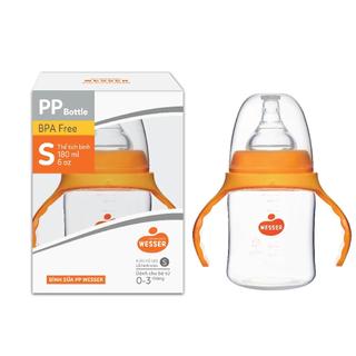 [MẪU MỚI] Bình sữa Wesser (Cổ rộng) 180ml/260ml nhựa PP - BPA FREE