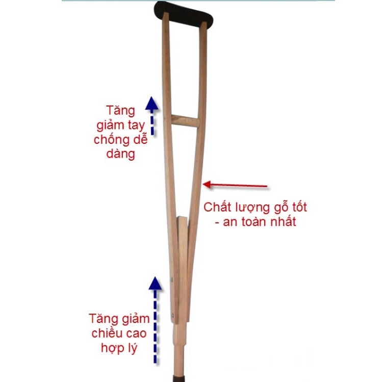 Nạng chống nách bằng gỗ, nạng tập đi bằng gỗ