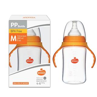[MẪU MỚI] Bình sữa Wesser (Cổ rộng) 180ml/260ml nhựa PP - BPA FREE