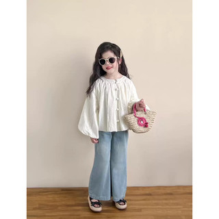 SẴN 130-order quảng châu-áo điệu tay dài form rộng phối quần xuông loe chi bé