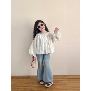 SẴN 130-order quảng châu-áo điệu tay dài form rộng phối quần xuông loe chi bé