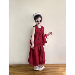 order quảng châu-set đỏ quần xuông rộng to cho bé