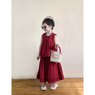 order quảng châu-set đỏ quần xuông rộng to cho bé