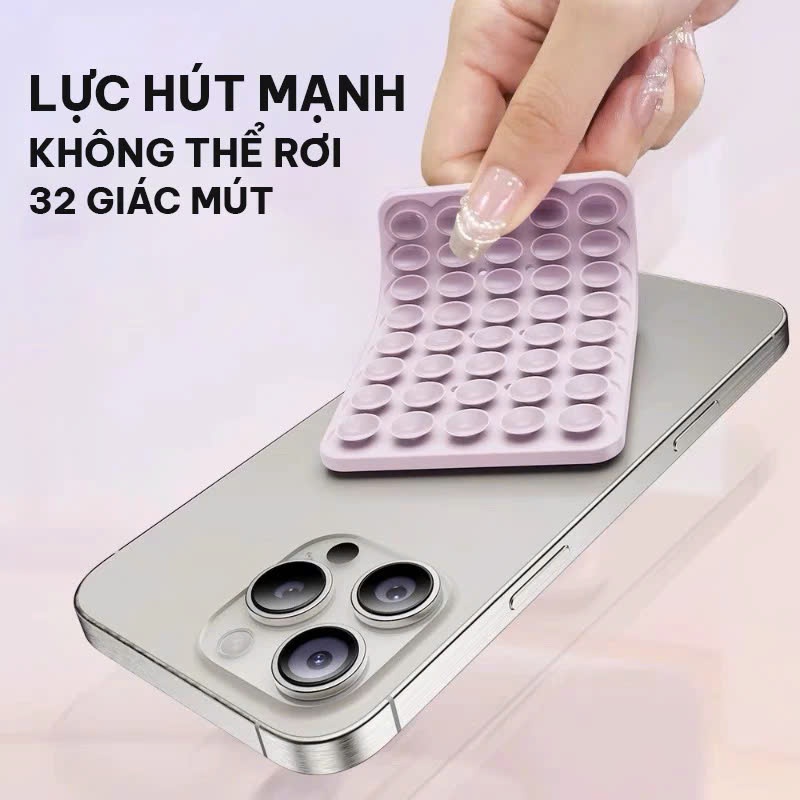 Miếng Dán Dính Điện Thoại Silicon 2 Mặt, Tấm Hít Điện Thoại 48/80 Giác Hút,Miếng Hút Silicon Cố Định