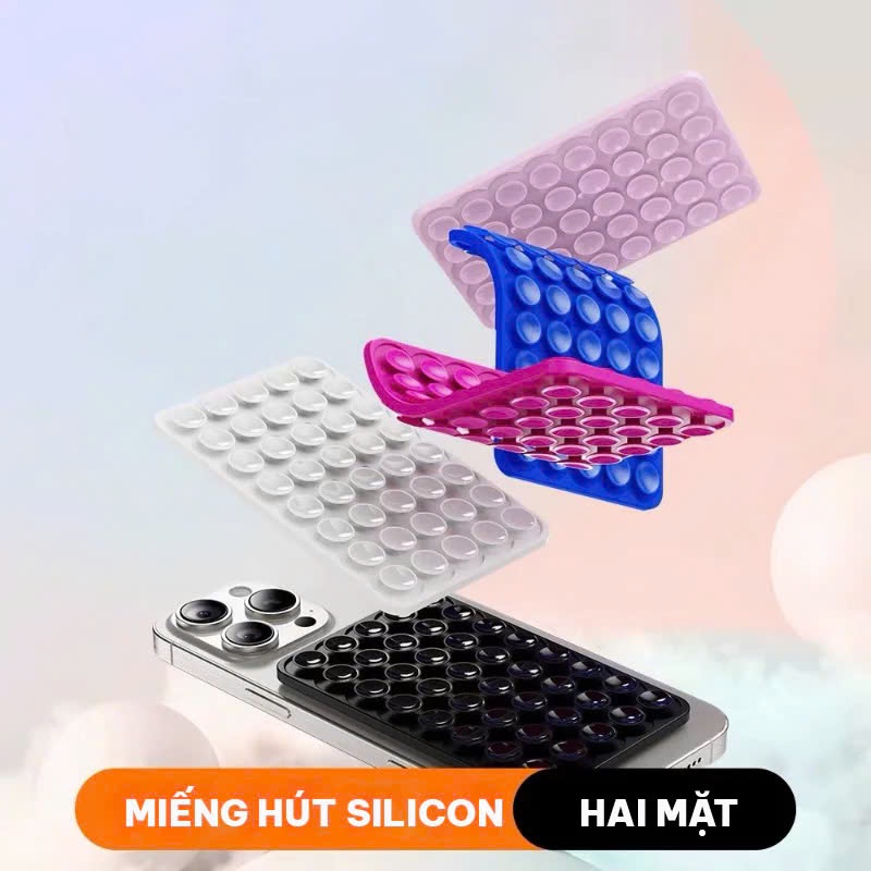 Miếng Dán Dính Điện Thoại Silicon 2 Mặt, Tấm Hít Điện Thoại 48/80 Giác Hút,Miếng Hút Silicon Cố Định