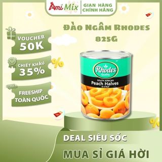 Đào Tươi Bổ Đôi Ngâm Siro Rhodes – Hộp 825g | Ngọt Thanh, Mọng Nước, Tiện Lợi