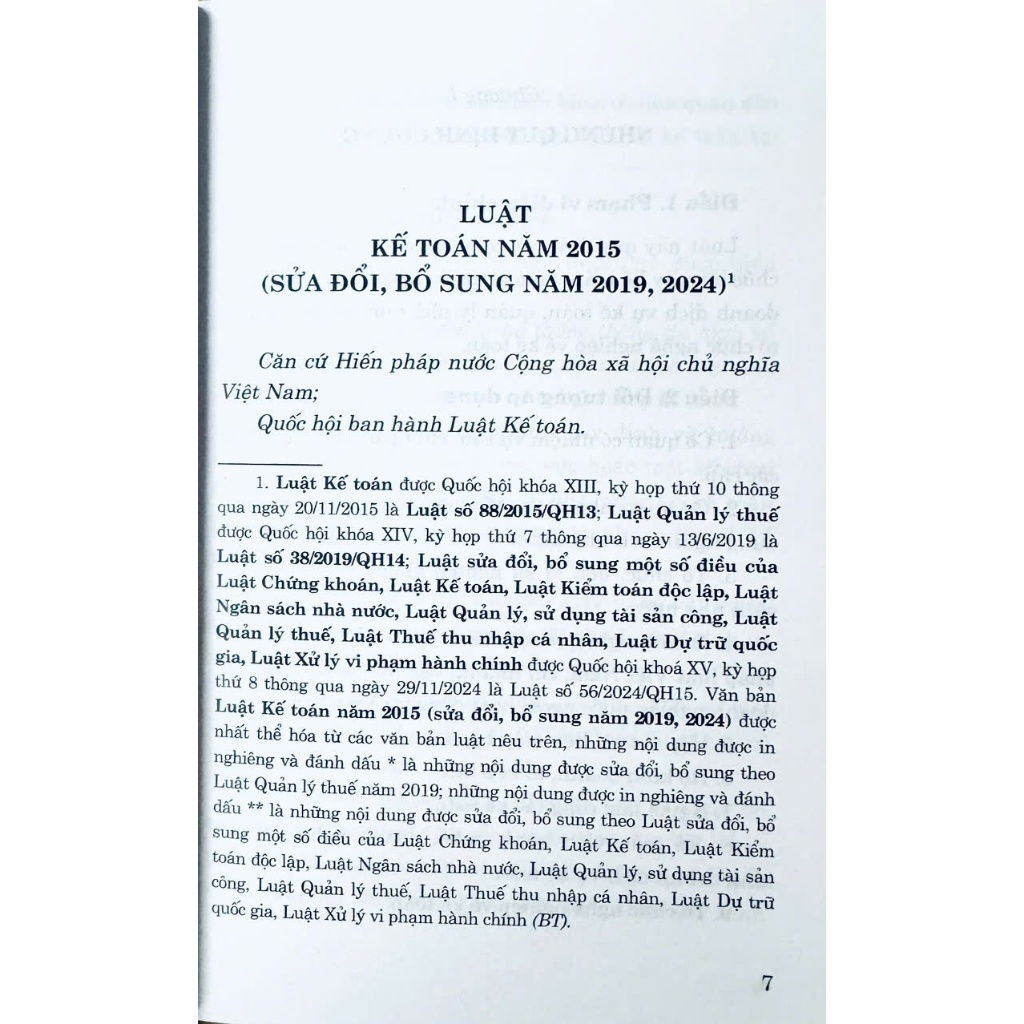 Ảnh Sách - Luật Kế Toán Năm 2015 ( Sửa Đổi, Bổ Sung Năm 2019, 2024) 3