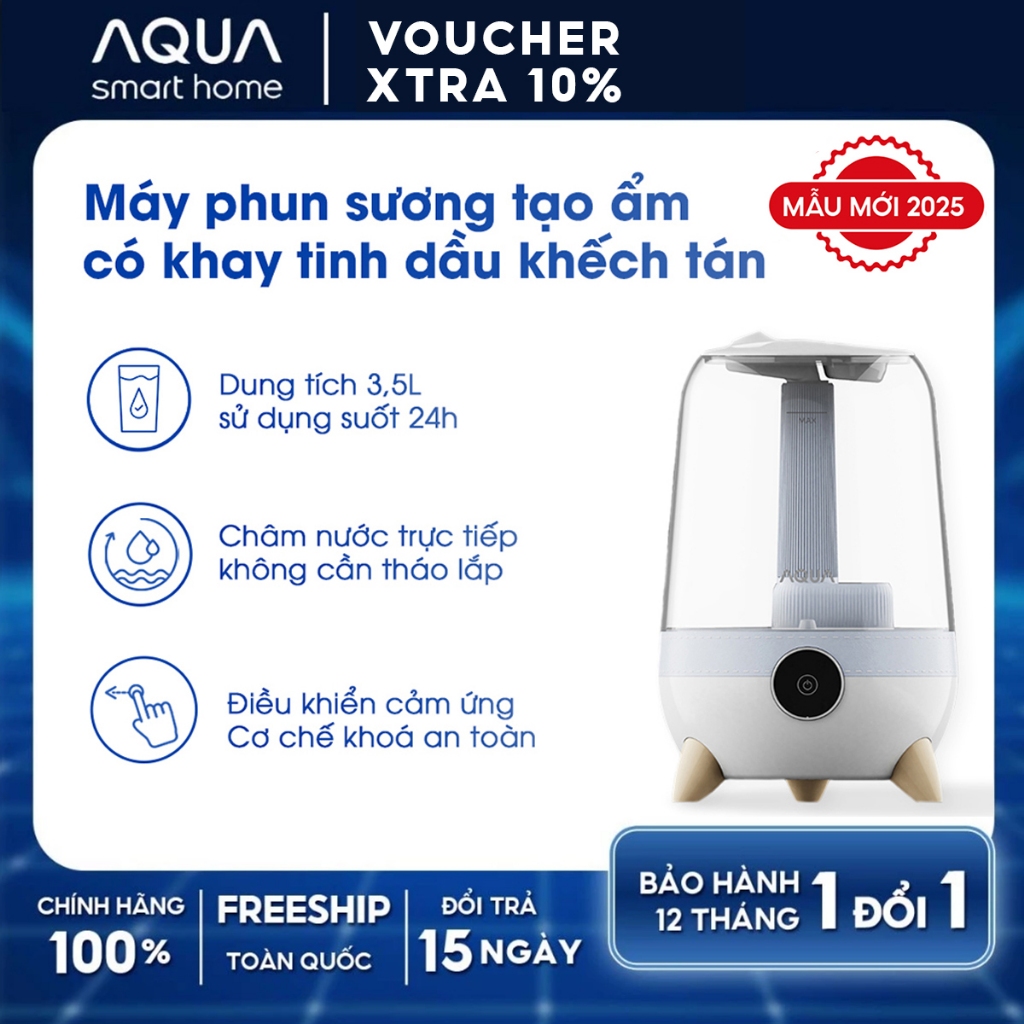 Ảnh Máy phun sương tạo ẩm AQUA HUS101R 3.5L có khay khuếch tán tinh dầu, phun sương cấp ẩm 1