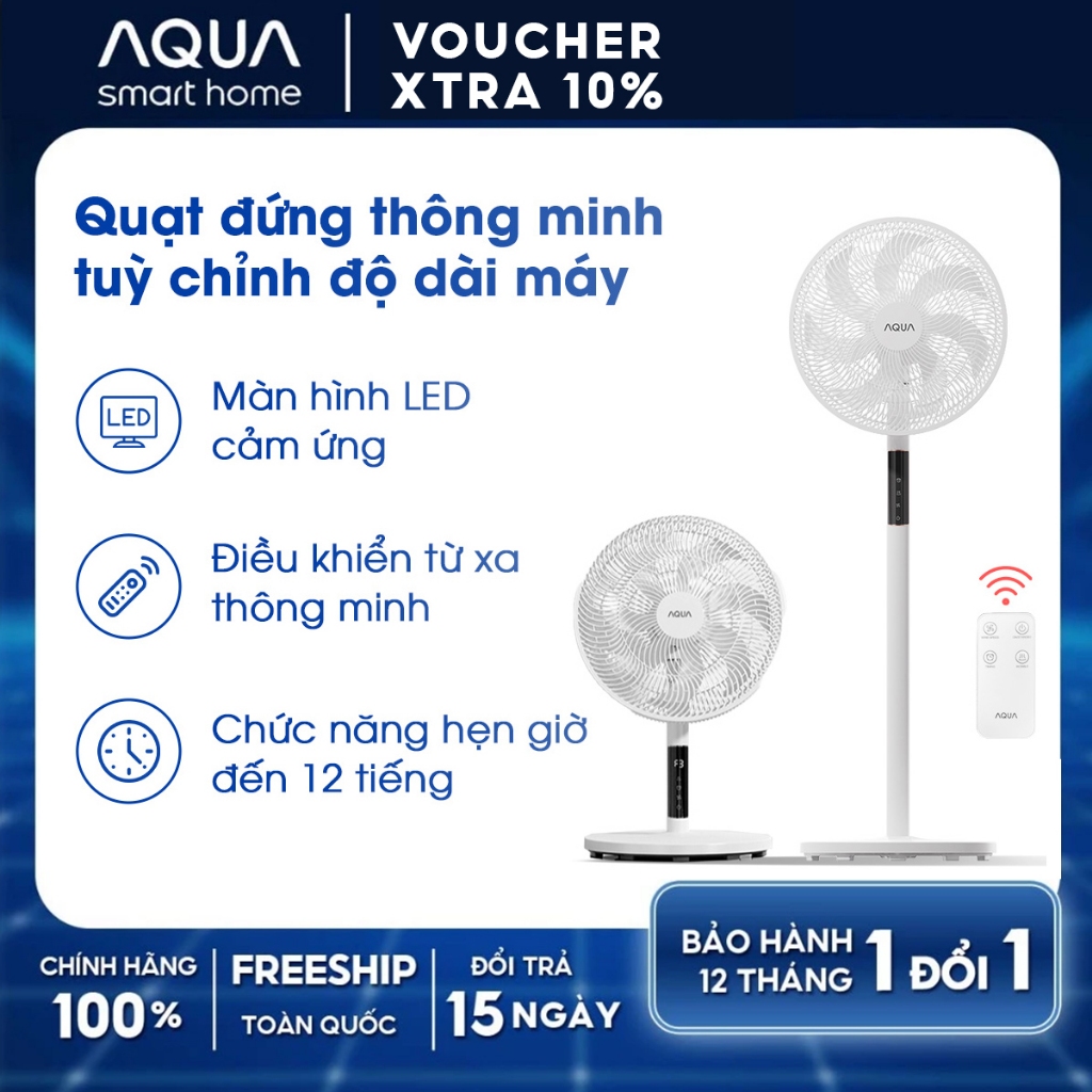 Ảnh Quạt cây đứng Aqua FED3501R thân quạt máy cảm ứng, điều khiển từ xa, hẹn giờ 12 tiếng, thu dài ngắn 1