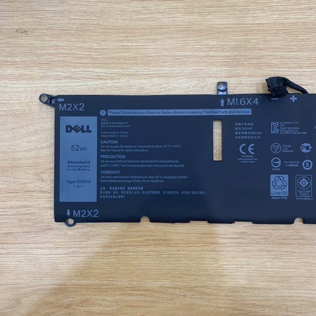 Pin Dell XPS 13 9370 DXGH8 52WH ZIN 4 CELL cho Dell XPS 13 9370 9380, XPS 13 9305, H754V 0H754V DXGH8