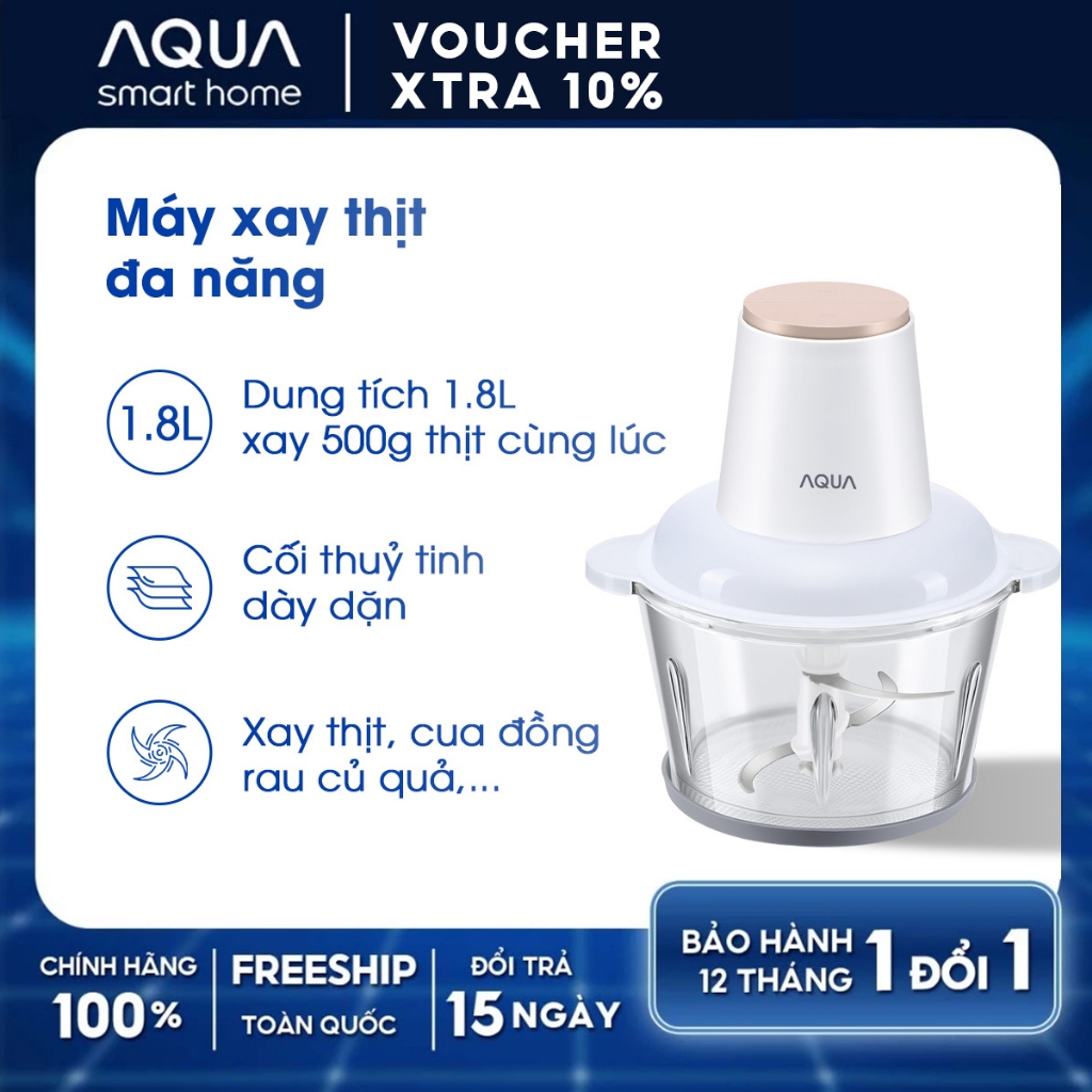 Ảnh Máy xay thịt Aqua GGS201R cối thuỷ tinh, dung tích 1.8L xay cua, thịt cá rau củ - Bảo hành 12 tháng 1