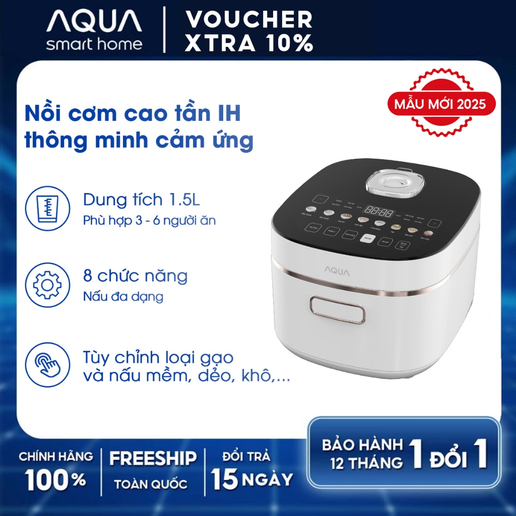 Ảnh Nồi cơm cao tần AQUA RIH401R 1.5L, điều khiển cảm ứng 8 chế độ nấu, hẹn giờ 24 tiếng 1