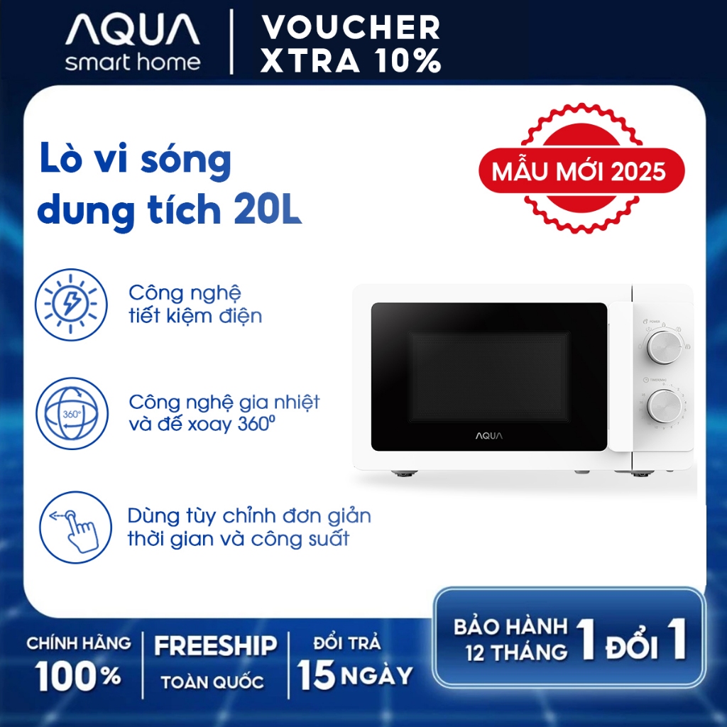 Ảnh Lò vi sóng AQUA MWM2001R 20L công nghệ mới tiết kiệm điện, đĩa xoay tháo rời dễ vệ sinh 1