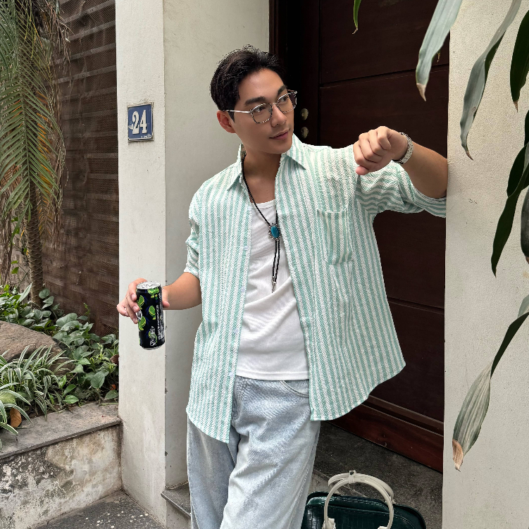 Áo Sơ Mi Nam Kẻ Sọc Chất Cotton Xốp Thoáng Mát Form Rộng Thaori Mái Halley A31