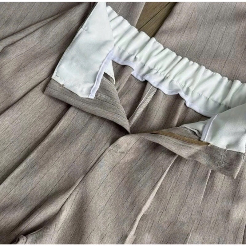 Quần Ống Rộng Cạp Liền Khuy Khoá Trước Chun Sau Tôn Dáng Vải Gold Nhật Mềm Cao Cấp dài 93cm và 100cm