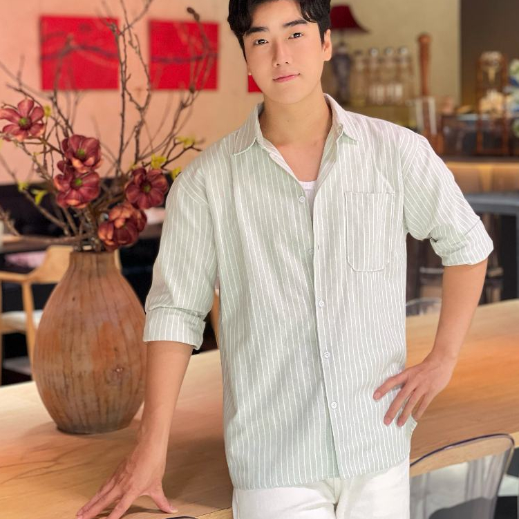 Áo Sơ Mi Nam Cổ Bẻ Dài Tay Kẻ Sọc HALLEY  Chất Liệu Linen Cao Cấp A88