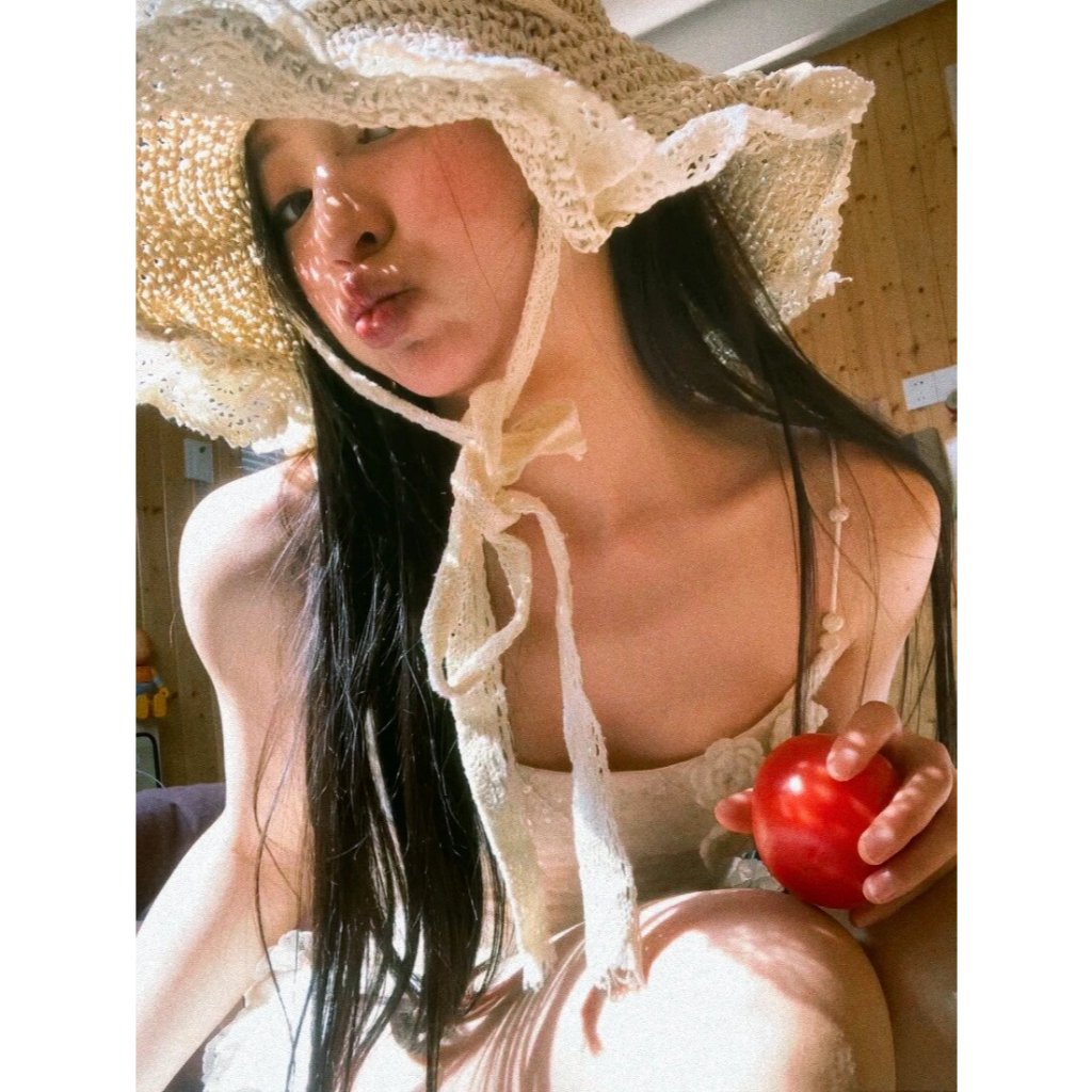 Mũ Cói Nữ Buộc Nơ Vintage Phối Ren – Nón Đi Biển Form Rộng Che Nắng Phong Cách Hàn Quốc