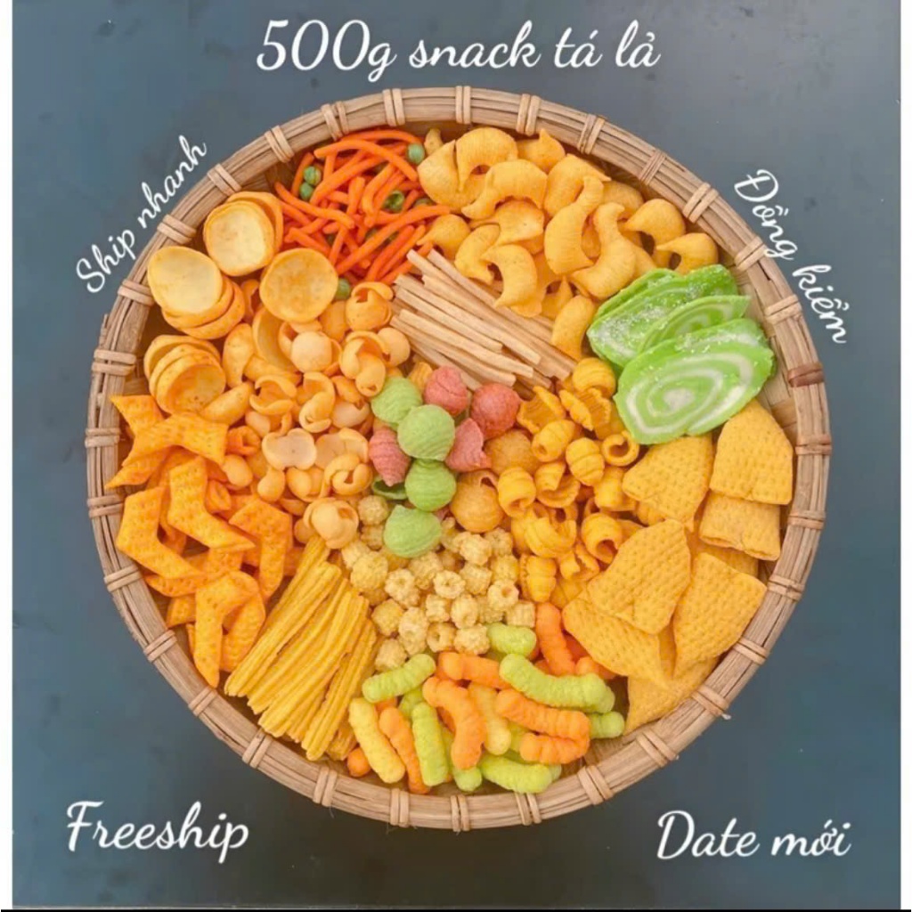 ( 2Kg ) Snack Tá Lả Mix Trên 15 Loại Snack Hot Ăn Vặt Mẹ Mun, thơm ngon giòn tan, tặng 2 túi nước Oishi