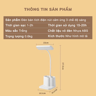 Đèn Học Chống Cận Tiết Kiệm Điện , Combo Đèn Đọc Sách Tích Điện Có Nút Cảm Ứng 3 Chế Độ Ánh Sáng