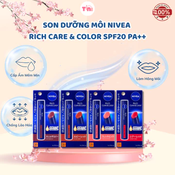 SON DƯỠNG MÔI NIVEA RICH CARE & COLOR SPF20 PA++ CÓ MÀU NHẬT BẢN 2g