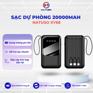 Bộ Sạc 20000mAh 10000mAh sạc nhanh pin mini dung lượng lớn có sẵn nhiều dây sạc – Natuso XY68