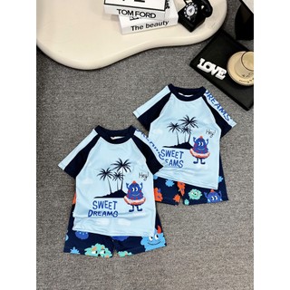 Đồ bơi bé trai áo cộc quần lửng size 12-50kg,bộ bơi bé trai phối màu hoạ tiết SWEET Dreams
