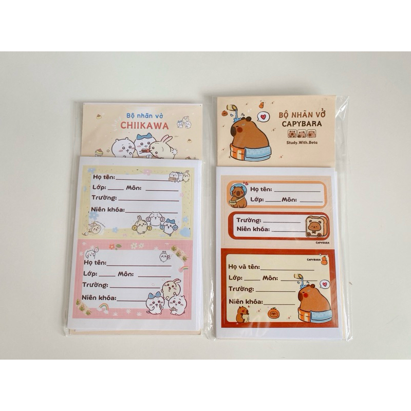 Bộ Nhãn Vở 5 Mẫu Khác Nhau Phiên Bản Capybara và Chikawa | Shopee Việt Nam