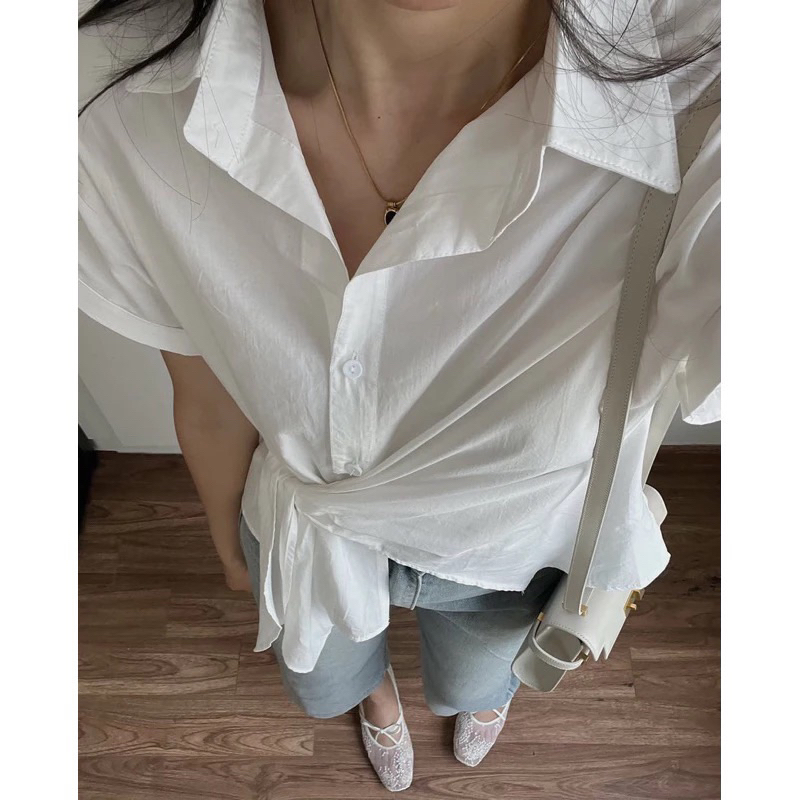 áo sơ mi nữ vạt chéo thắt nơ Thanhhuyen clothings QCL1