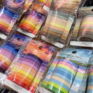 VPP Nhật Bản 🇯🇵 Set 4 / 10 Cuộn Washi Chủ đề Hoa - Chạng vạng- Hoàng Hôn - Buổi Sáng - Ánh Biển♥ Băng keo Giấy Trang Trí