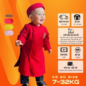ÁO DÀI TẾT bé trai-gái gấm hoa cao cấp May Mắn - Hạnh Phúc - Đủ Đầy 7-32kg - 𝗟𝗮𝗻𝗹𝗲𝗲 𝗦𝘁𝗼𝗿𝗲 Mã TET
