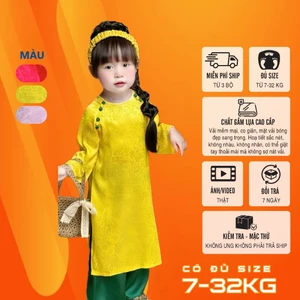 Áo dài Tết, áo dài bé trai, bé gái gấm hoa cao cấp May Mắn - Hạnh Phúc - Đủ Đầy 7-32kg 𝗟𝗮𝗻𝗹𝗲𝗲 𝗦𝘁𝗼𝗿𝗲 Mã TET