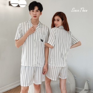 Pyjama đôi nam nữ lụa ngắn mịn mát, đồ ngủ đôi nam nữ mặc nhà (kèm ảnh cận vải) - Since Then