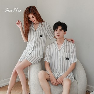 Pyjama đôi nam nữ lụa ngắn mịn mát, đồ ngủ đôi nam nữ mặc nhà (kèm ảnh cận vải) - Since Then