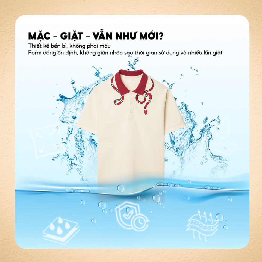 Áo polo nam có cổ Snake Necklace, chất vải CVC thấm hút mồ hôi, họa tiết thêu sang trọng - FEAER