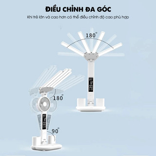 Đèn học tích điện-Đèn bàn LED sạc cho bàn học có chụp đèn có quạt cho bàn học