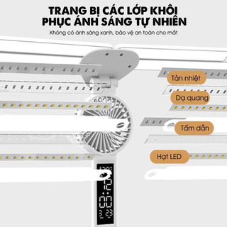 Đèn học tích điện-Đèn bàn LED sạc cho bàn học có chụp đèn có quạt cho bàn học
