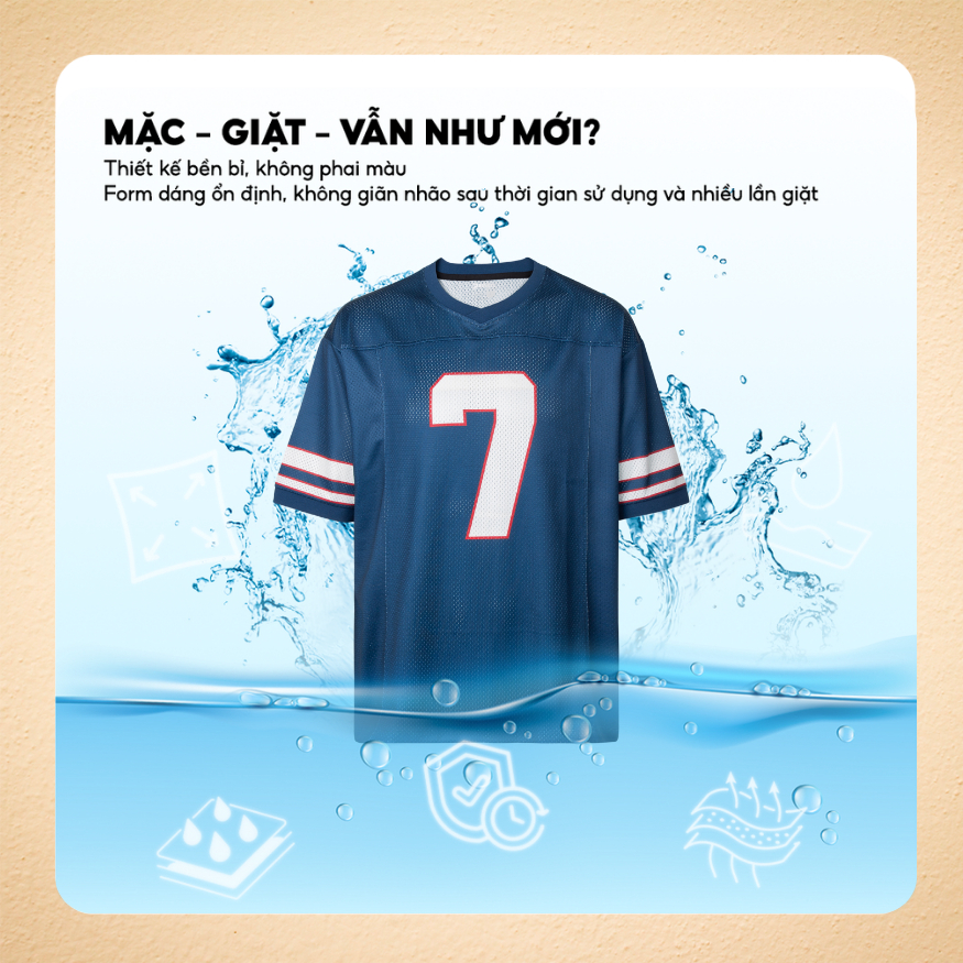 [RUNKEE COLLECTION] Áo thun jersey nam nữ Glory, cổ V form rộng, vải Cotton Eyelet lưới thoáng mát, họa tiết số - FEAER