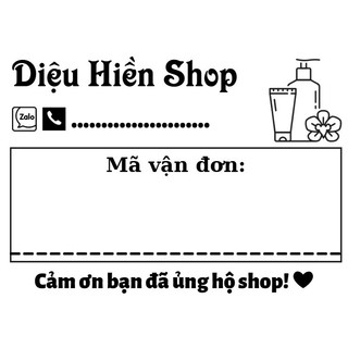 Set 100 tem ghi mã vận đơn có tên shop, nhãn có sẵn keo dán kích thước 7x5cm