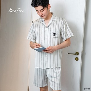 Bộ pijama lụa cộc tay nam màu trắng, bộ áo ngủ nam mùa hè (kèm ảnh cận vải) - Since Then