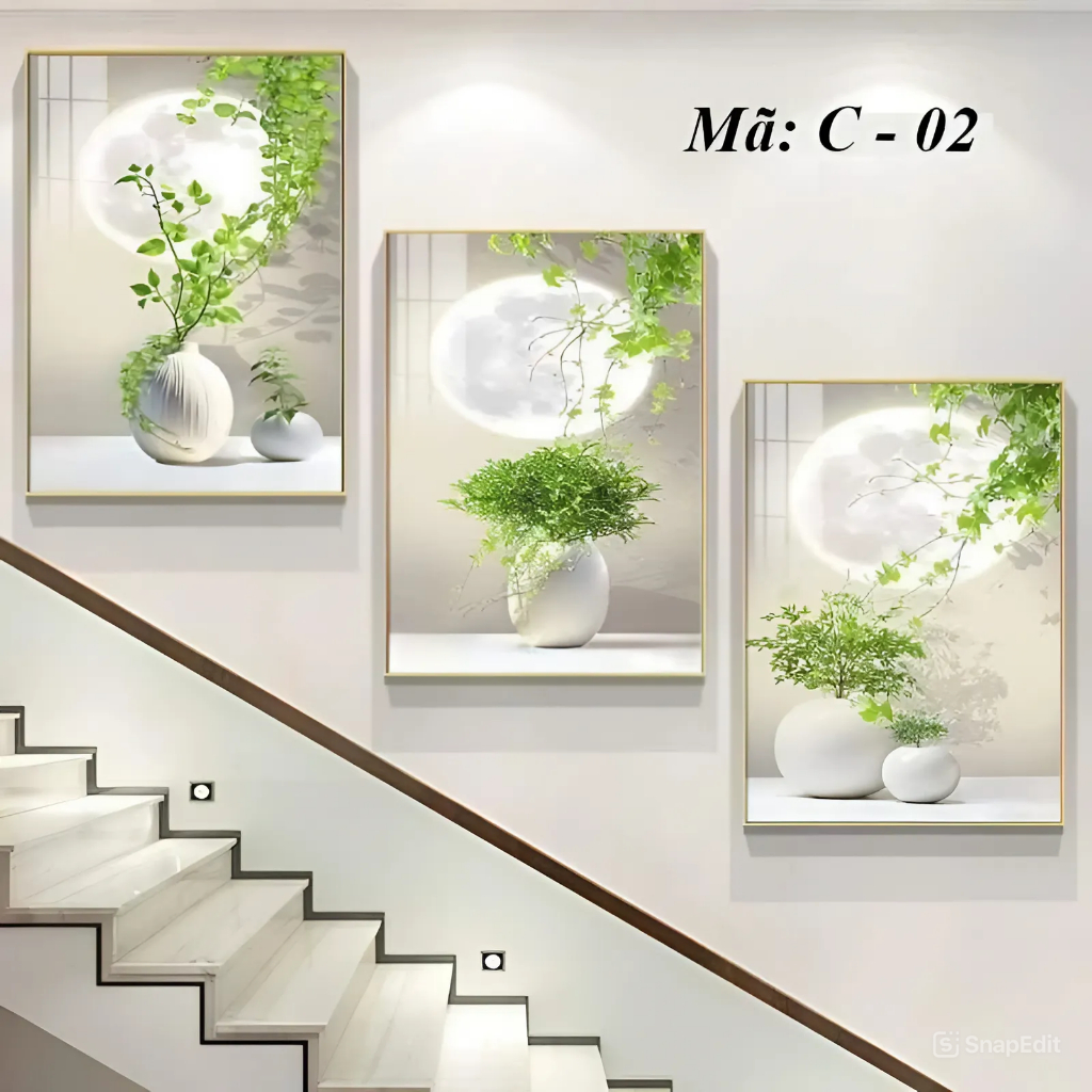 50 Bộ 3 Tranh Tráng Gương Treo Cầu Thang Cao cấp - Trang Trí Nhà Cửa.