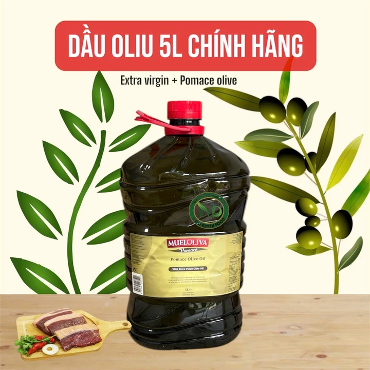 Dầu oliu 5 Lít nguyên chất 100% từ quả oliu - Dầu Oliu Pomace