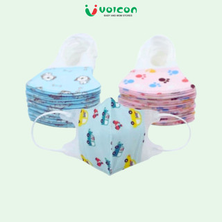 Set 10 Khẩu Trang 3D Họa Tiết Hoạt Hình Cho Bé