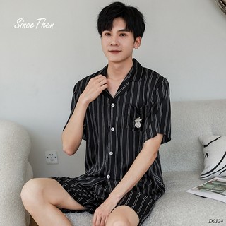 Bộ đồ ngủ của nam ngắn tay màu đen, bộ đồ ngủ nam dễ thương (kèm ảnh cận vải) - Since Then