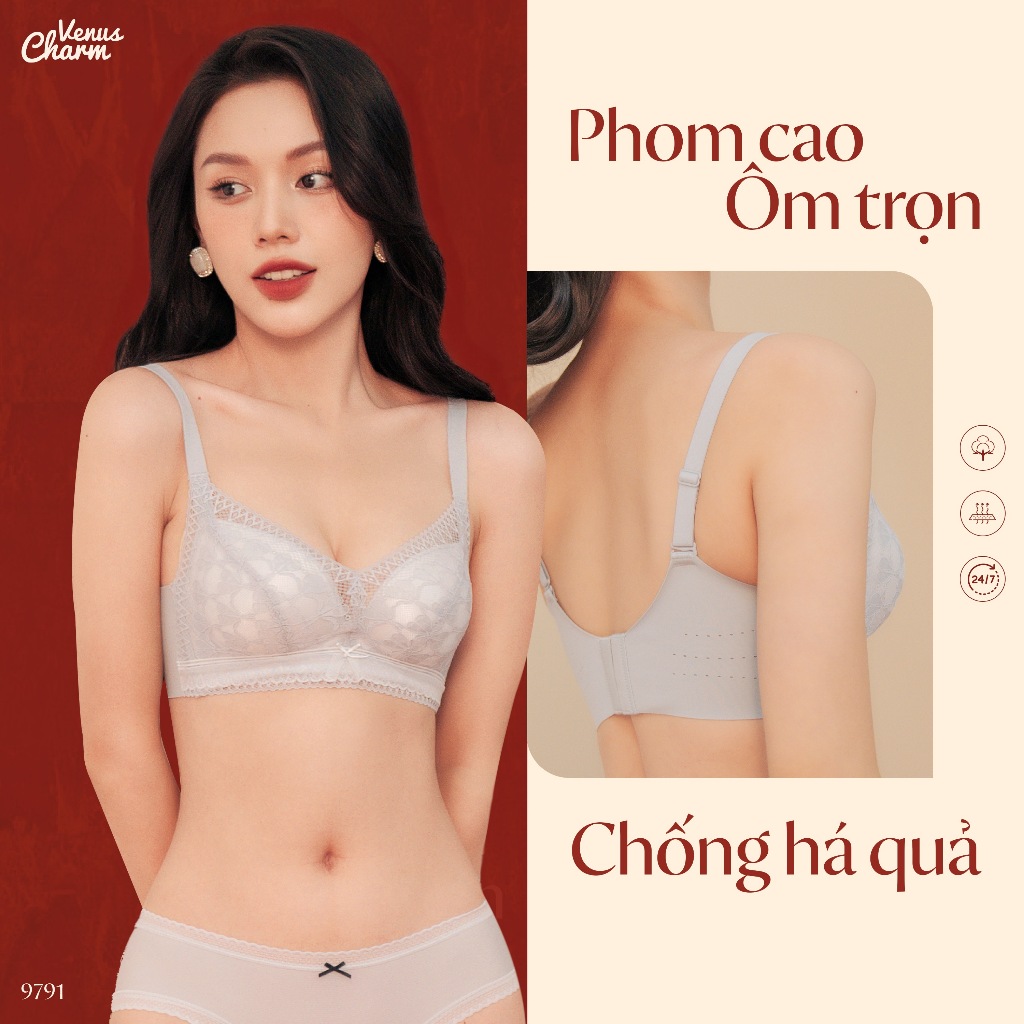 Ảnh Áo lót không gọng nâng đẩy vòng 1 tạo khe quyến rũ đệm dày 4cm Venus Charm 9291 2