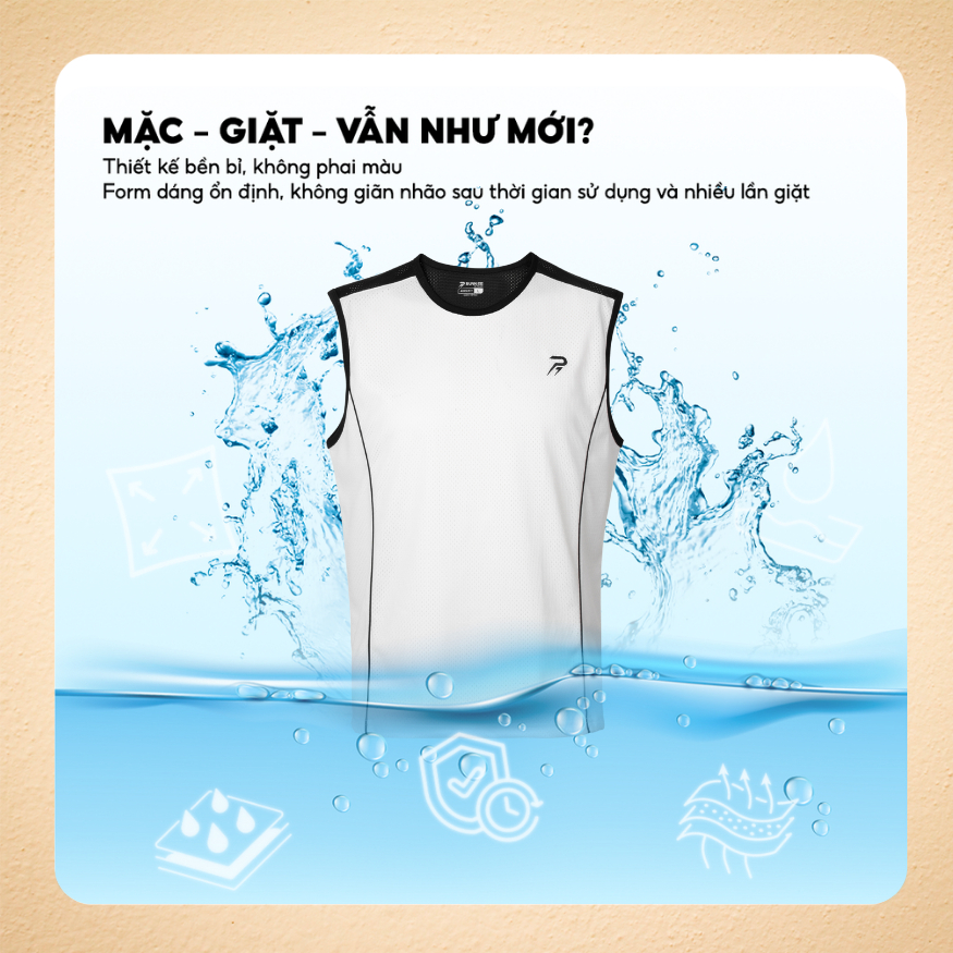 [RUNKEE COLLECTION] Áo thun nam tanktop Nitro Duo, cổ tròn, form regular fit, vải Cotton Eyelet lưới mát mẻ, logo nhỏ nă